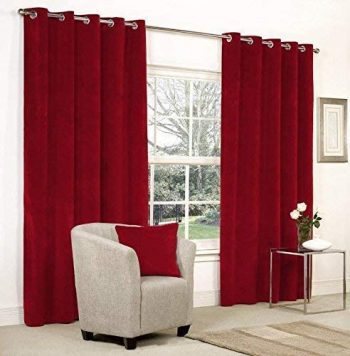 Will and Weaves Maroon Velvet Lined Luxurious Curtain 48″ X 84″ Size Eyelet Panel Grommet Ringtop