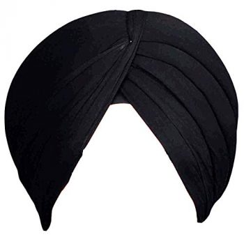 Will and Weaves Traditional Sikh Turban Pagg Punjabi Pagri Punjabi Turban Dastar Full Voile Black 6.5 Meter