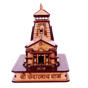 Wooden Kedarnath Temple Miniature 3D Handmade Kedarnath Mandir Shree Kedarnath Dham Religious Temple Pooja Worship Wood 3D Miniature Brown
