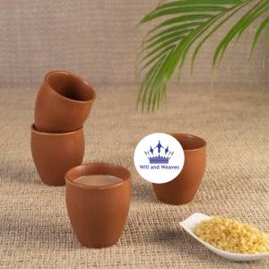 Ceramic Handmade Indian Traditional Style Kullad / kulhad / kullar Cup for Tea / Coffee , Milk – Hot and Cold Beverages Set of 6 ( 120 ml)