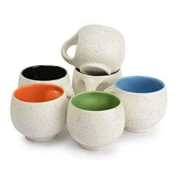 Handmade Fine Pottery Ceramic Mugs Ceramic Tea cups 120 ML Chai Cups Coffee Mugs Coffee Mugs Pack of 6 Multicolor