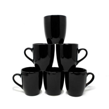 Handmade Fine Pottery Ceramic Mugs Ceramic Tea cups Black 150 ML Glossy Look Microwave Safe Coffee Mugs Coffee Mugs Pack of 6