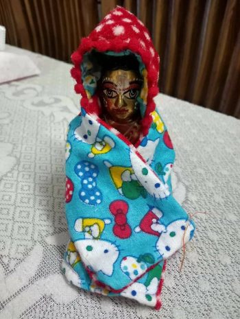 Laddu Gopal Blanket Bal Gopal Blanket with Cap Kanha Ji Blanket Ladoo Gopal Blanket Assorted Color Design For Size 1 Pack of 3